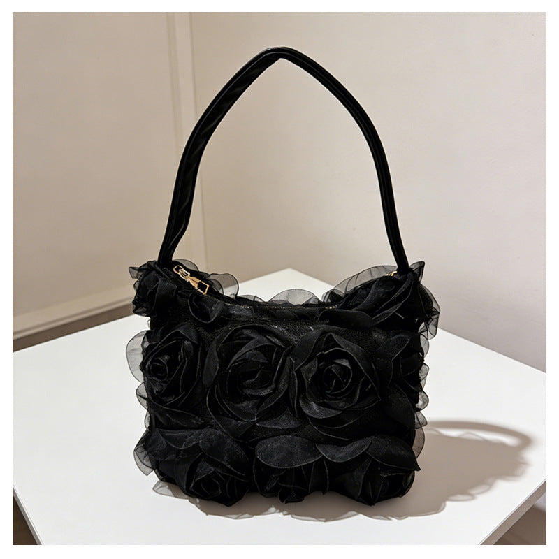 Rose Lace Evening Shoulder Bag
