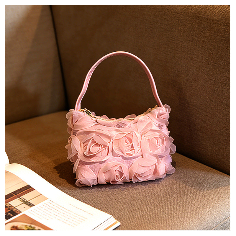 Rose Lace Evening Shoulder Bag