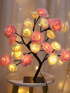 24 Lights Pink White Rose