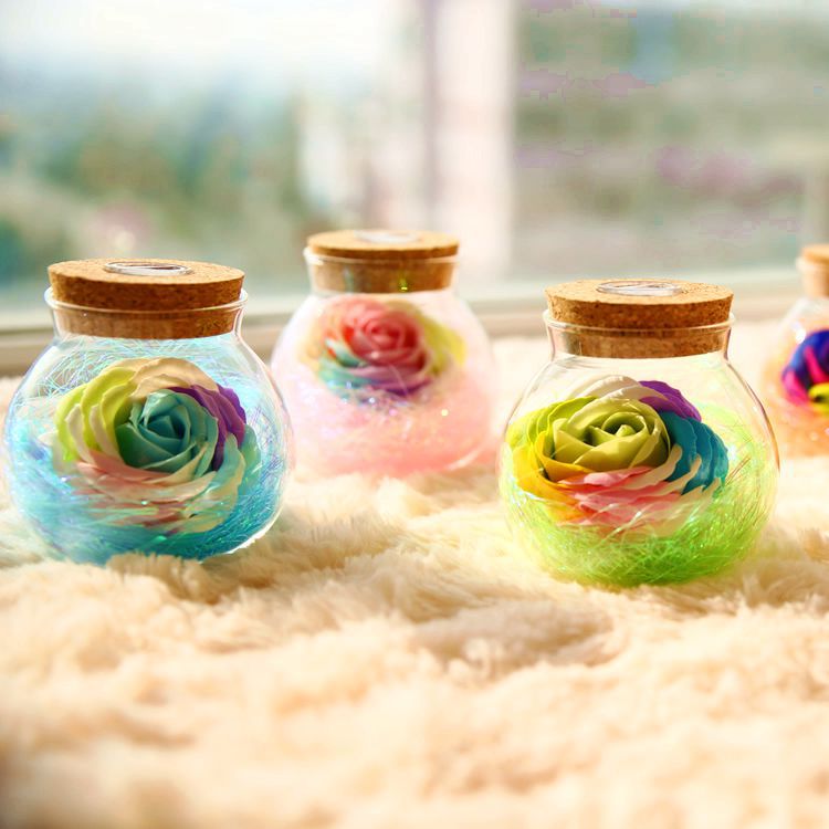 Rose Preserved Soap Flower Wishing Bottle