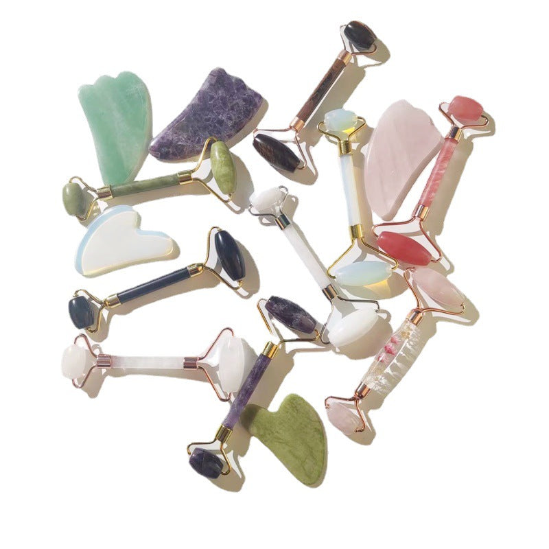 Rose Quartz Facial Roller Massage Tool
