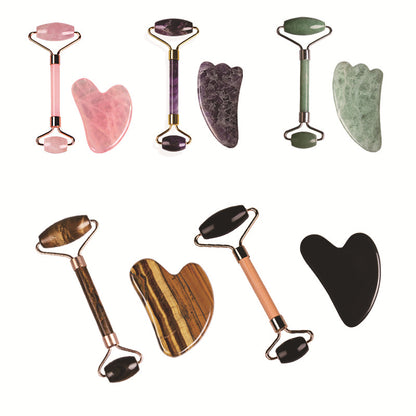 Rose Quartz Facial Roller Massage Tool