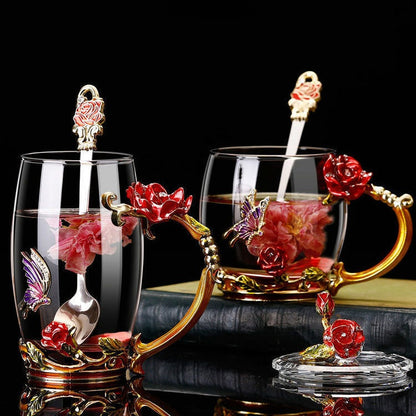 Rose Sculpted Glass Cup