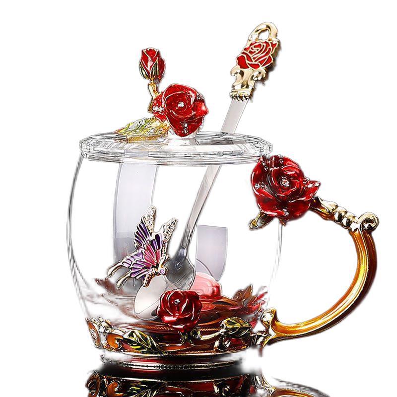 Rose Sculpted Glass Cup