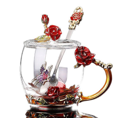 Rose Sculpted Glass Cup