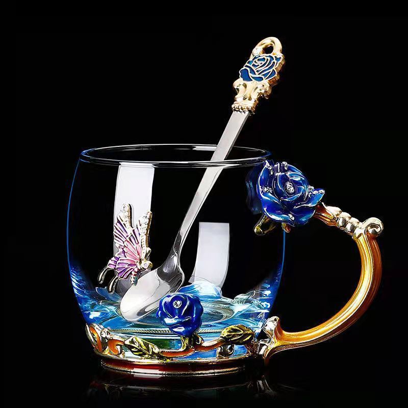 Rose Sculpted Glass Cup