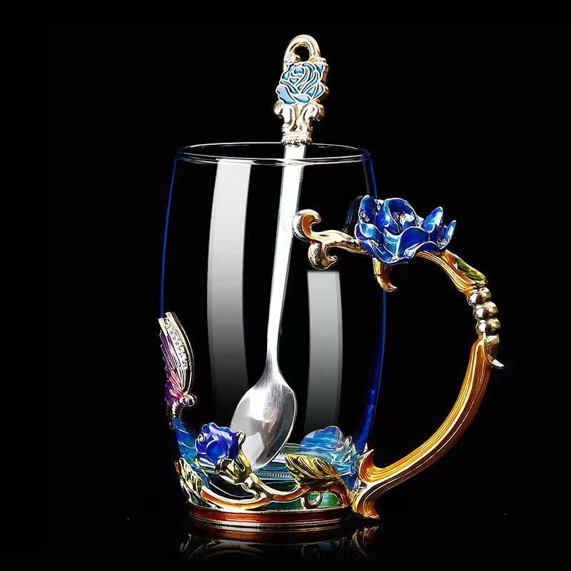 Rose Sculpted Glass Cup