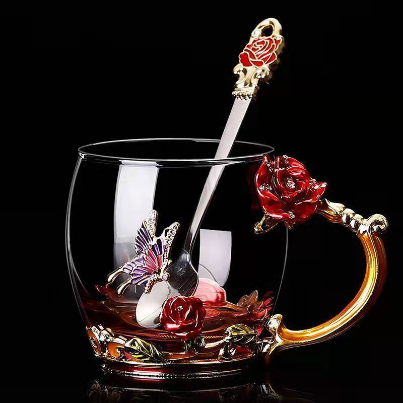 Rose Sculpted Glass Cup