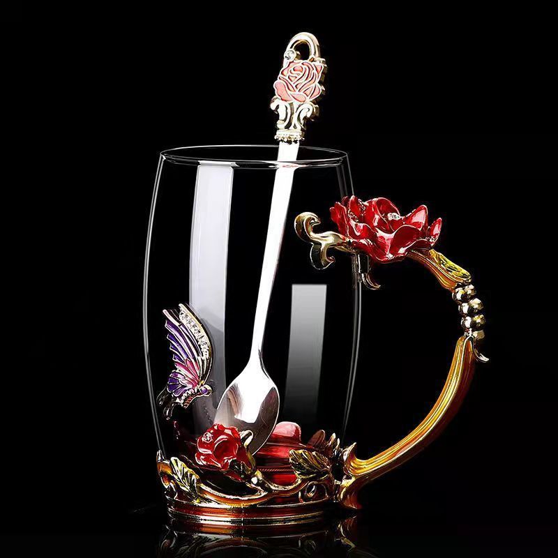 Rose Sculpted Glass Cup