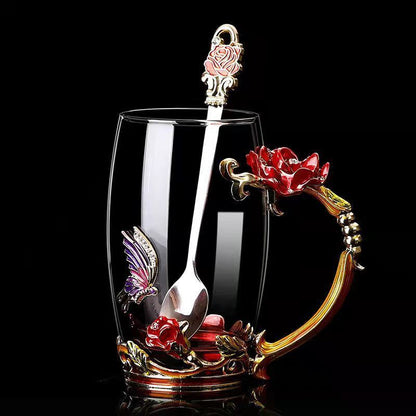 Rose Sculpted Glass Cup