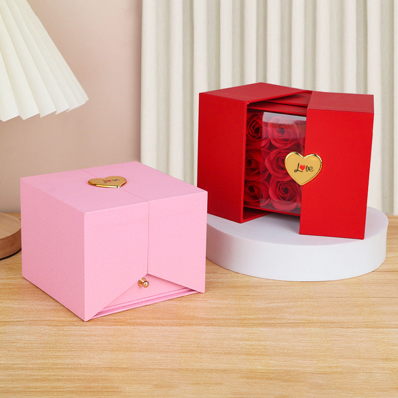 Rose Theme Jewelry Gift Box with Handbag