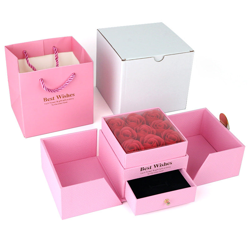 Rose Theme Jewelry Gift Box with Handbag