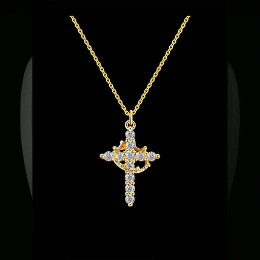 Rotatable Copper Cross Stainless Steel Necklace