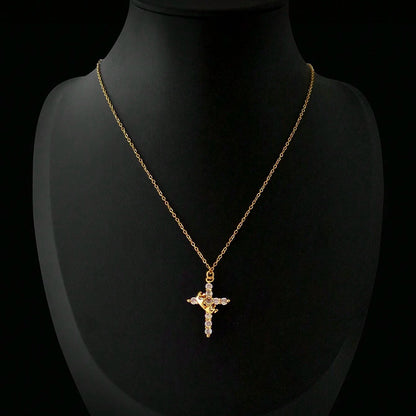 Rotatable Copper Cross Stainless Steel Necklace