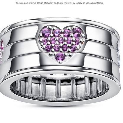 Rotatable Heart Shape 925 Silver Moissanite Ring