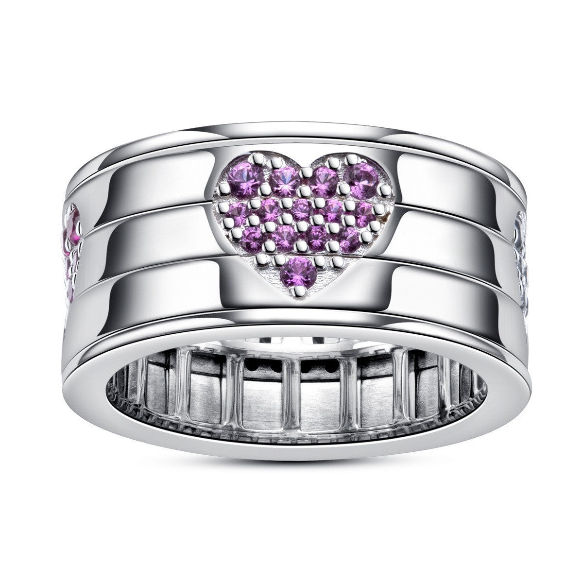Rotatable Heart Shape 925 Silver Moissanite Ring