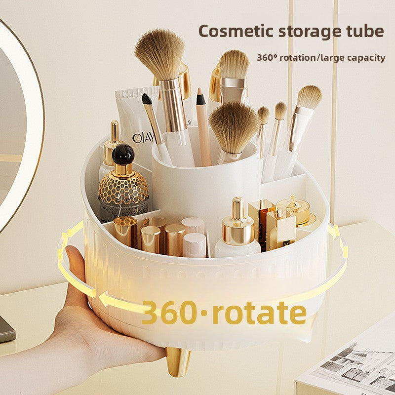 Rotatable Makeup Brush Organizer with Dustproof Cover