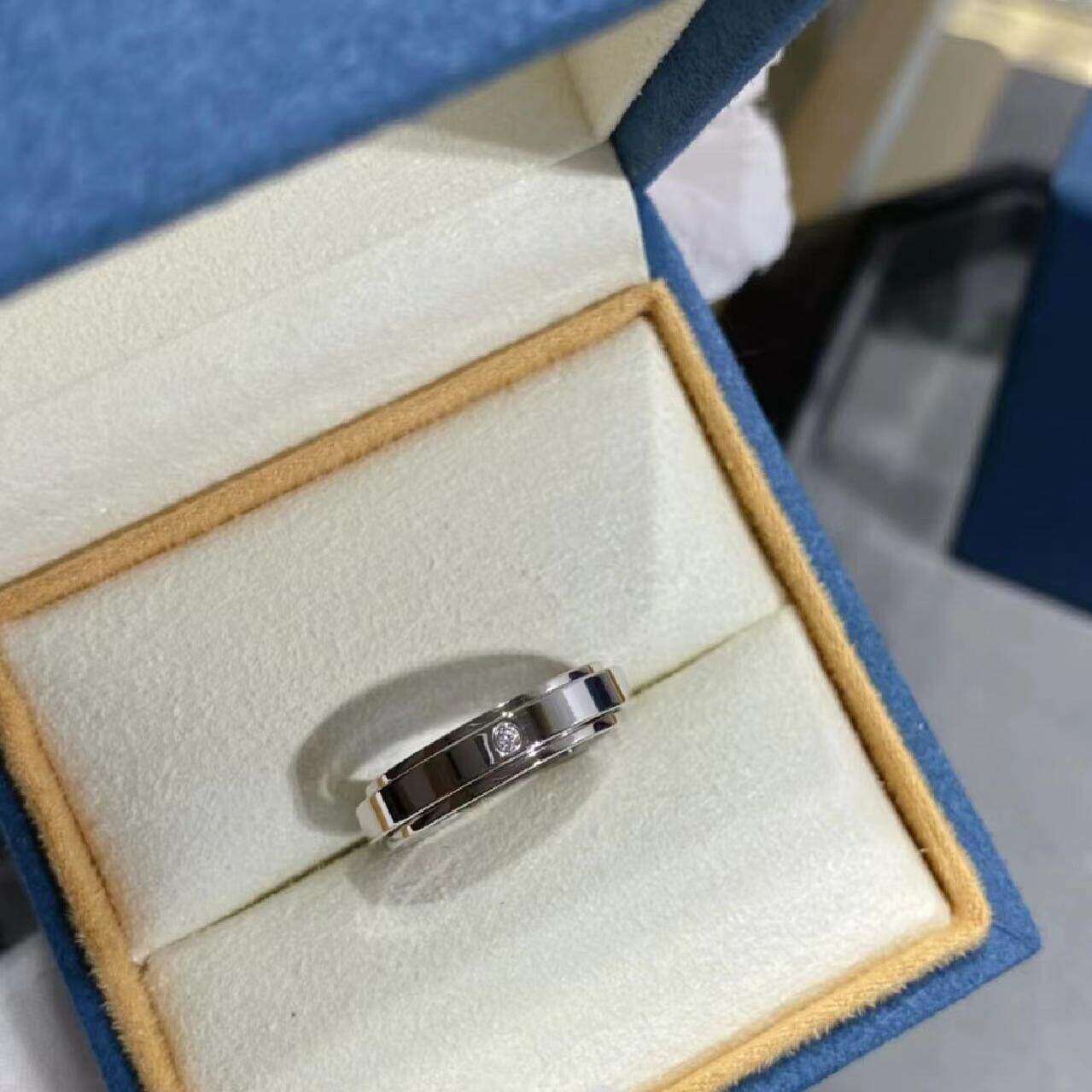 Rotatable Moissanite Diamond Ring Gold Plated Couple Bands