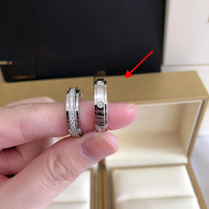 Rotatable Moissanite Diamond Ring Gold Plated Couple Bands