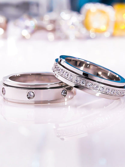 Rotatable Moissanite Diamond Ring Gold Plated Couple Bands