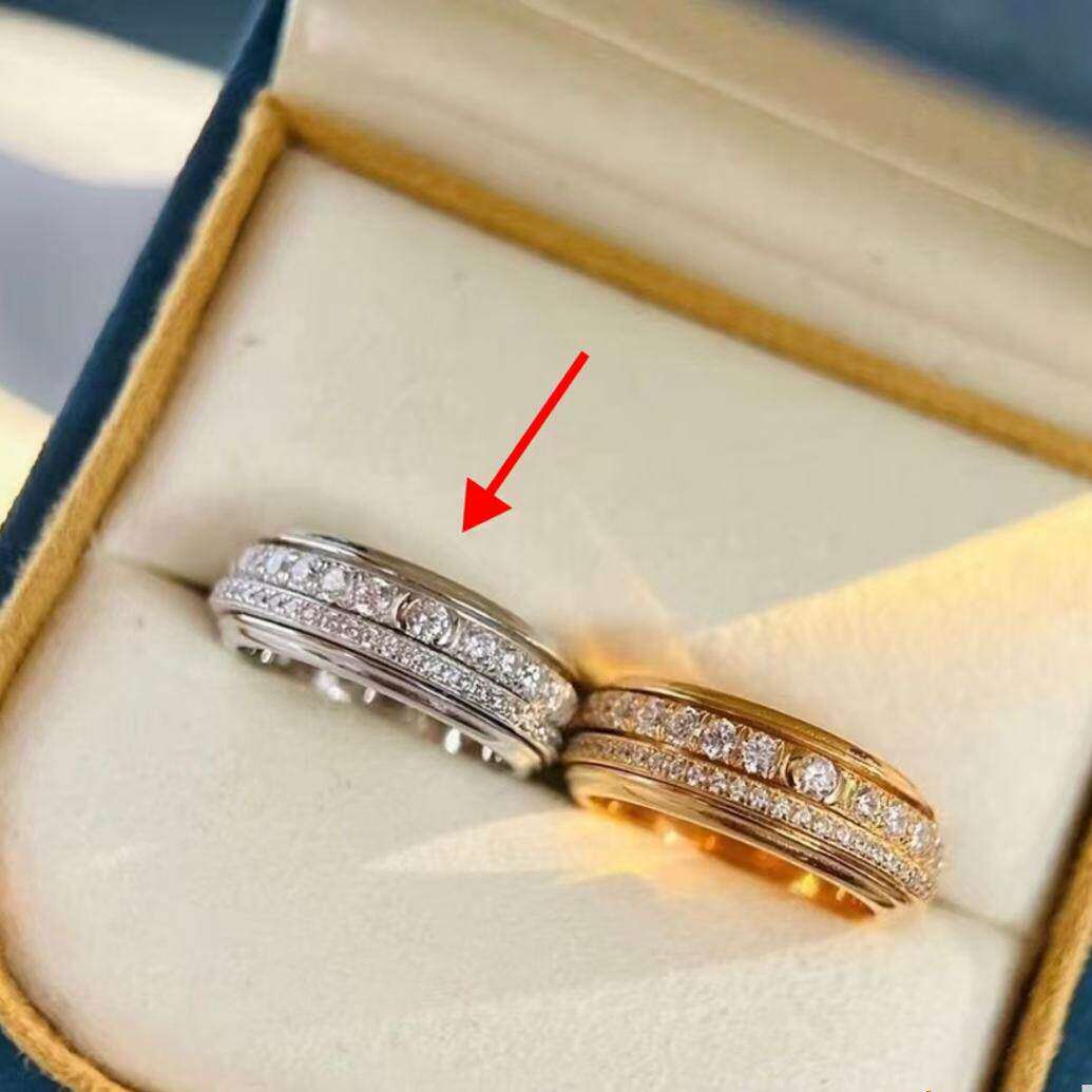 Rotatable Moissanite Diamond Ring Gold Plated Couple Bands