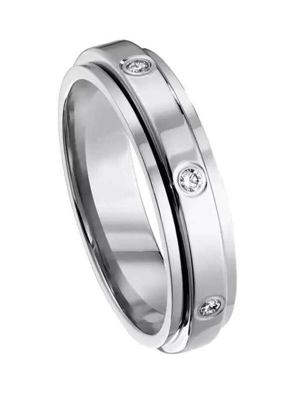 Rotatable Moissanite Diamond Ring Gold Plated Couple Bands