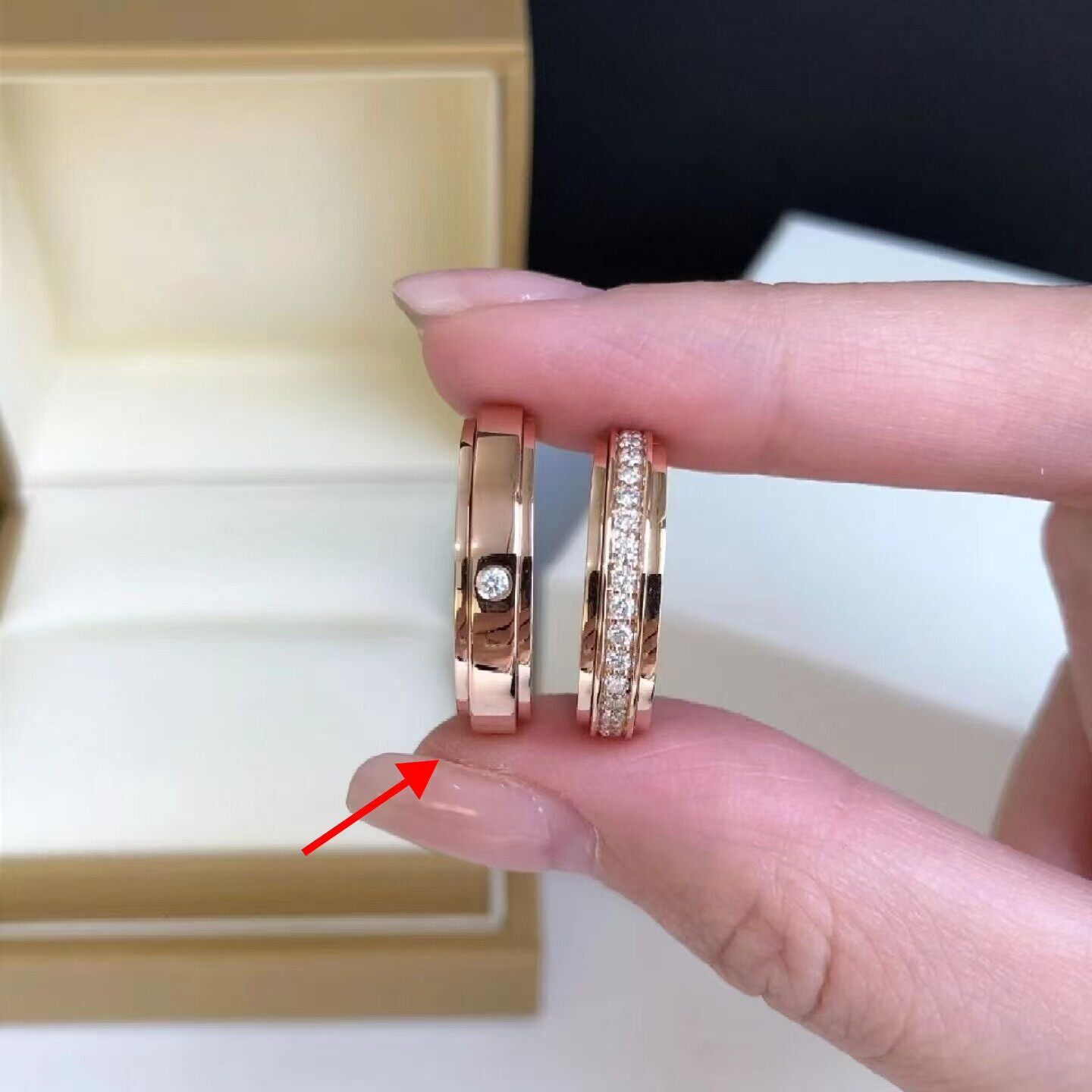 Rotatable Moissanite Diamond Ring Gold Plated Couple Bands