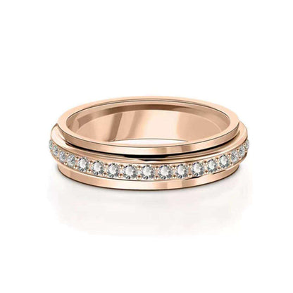 Rotatable Moissanite Diamond Ring Gold Plated Couple Bands