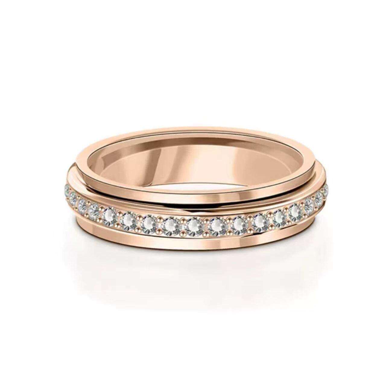 Rotatable Moissanite Diamond Ring Gold Plated Couple Bands