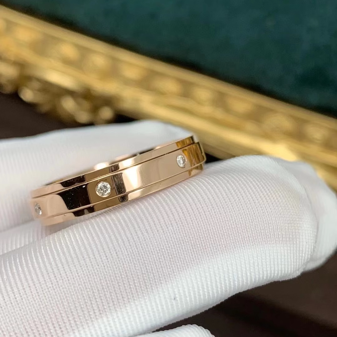 Rotatable Moissanite Diamond Ring Gold Plated Couple Bands