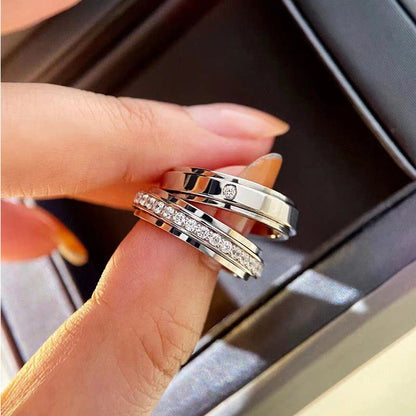Rotatable Moissanite Diamond Ring Gold Plated Couple Bands