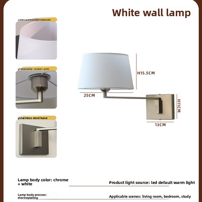 Rotatable Stainless Steel Wall Lamp with Fabric Shade
