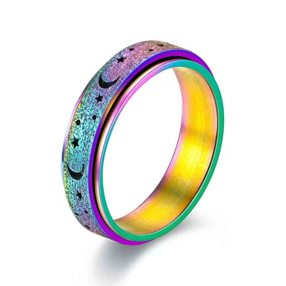 Rotatable Star Moon Cut-Out Ring
