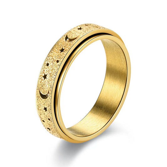 Rotatable Star Moon Cut-Out Ring