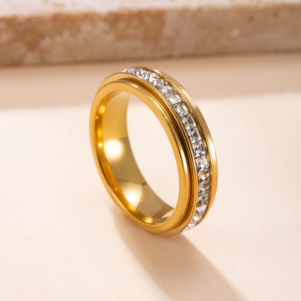 Rotatable Starry Sky Titanium Steel Ring