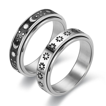 Rotatable stress-relieving and anxiety-reducing ring