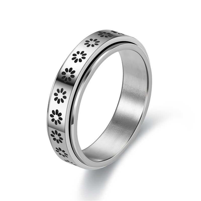 Rotatable stress-relieving and anxiety-reducing ring