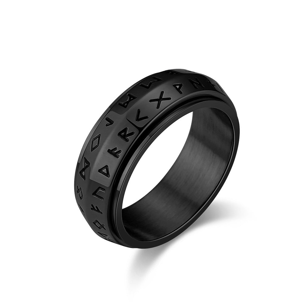Rotatable Viking Inscription Titanium Steel Ring