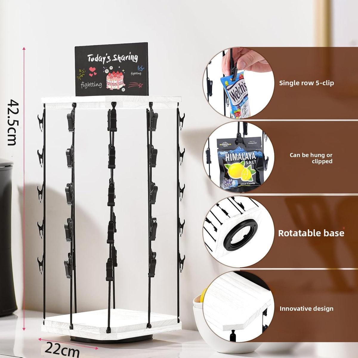 Rotatable Wooden Snack Storage Rack