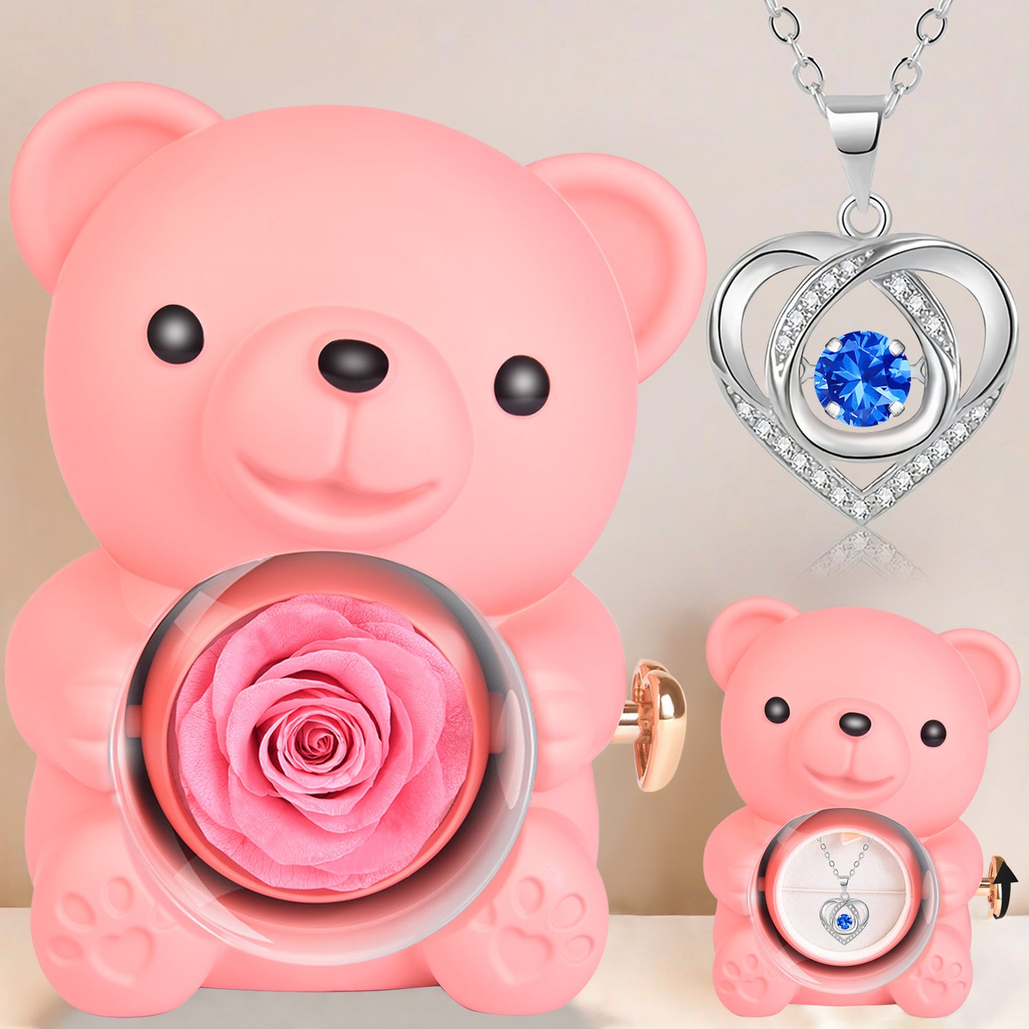 Rotating Bear Eternal Flower Jewelry Gift Box