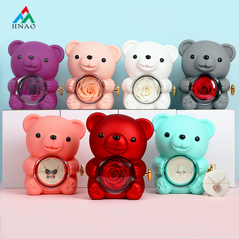 Rotating Bear Flower Gift Box with Jewelry Packaging