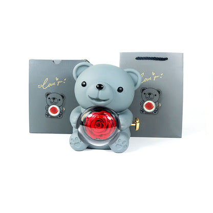Rotating Bear Flower Gift Box with Jewelry Packaging