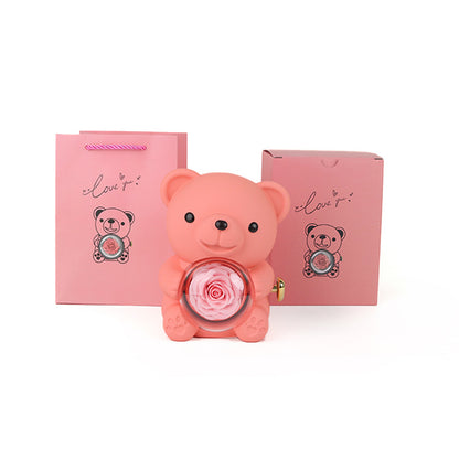 Rotating Bear Flower Gift Box with Jewelry Packaging