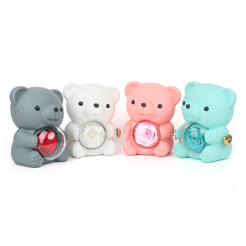 Rotating Bear Flower Gift Box with Jewelry Packaging