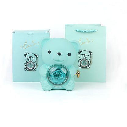 Rotating Bear Flower Gift Box with Jewelry Packaging