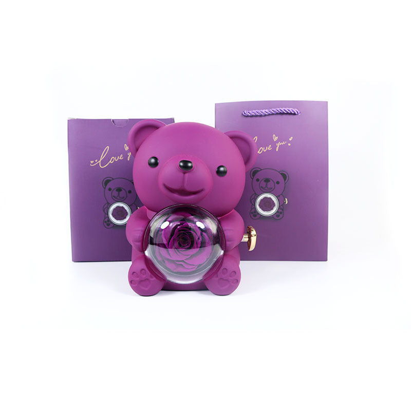 Rotating Bear Flower Gift Box with Jewelry Packaging