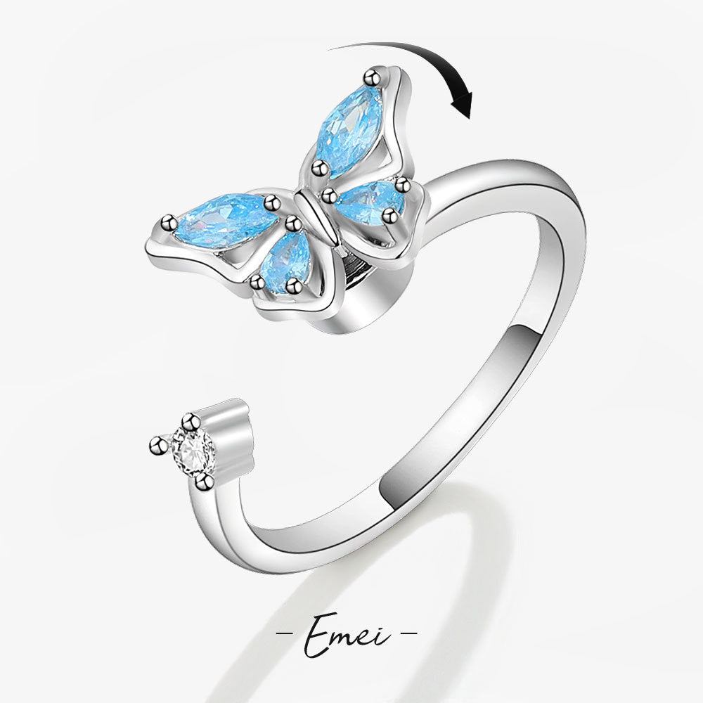Rotating Butterfly Adjustable Ring