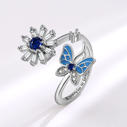 Rotating Butterfly Adjustable Ring