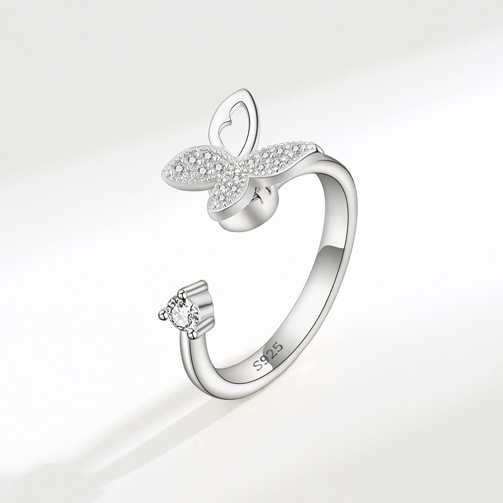 Rotating Butterfly Adjustable Ring