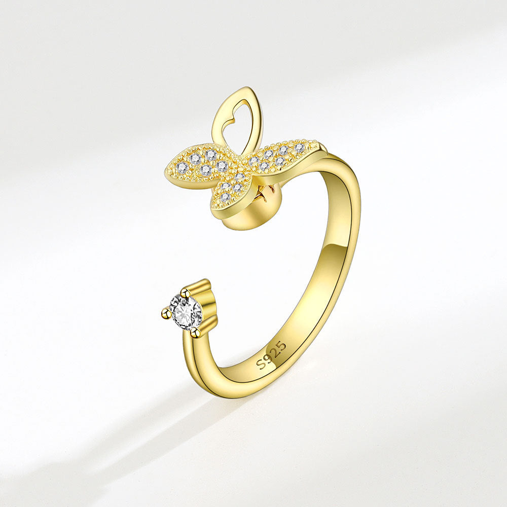 Rotating Butterfly Adjustable Ring